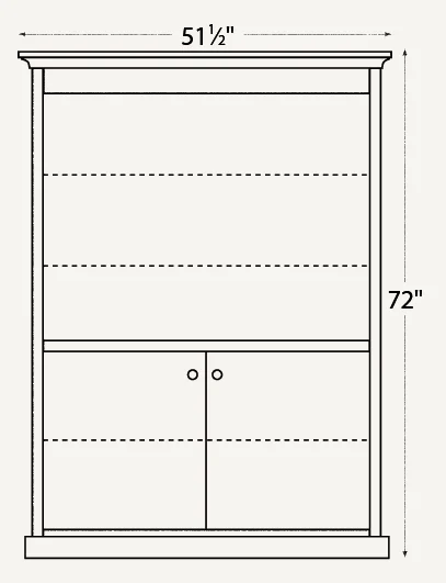 Amish Traditional 48″ Bookcase* (Drawing)