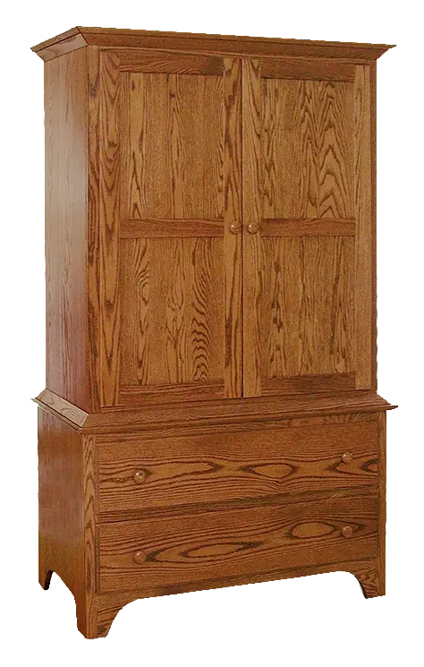 Amish Shaker Armoire 2 Piece (with Hidden Drawers)