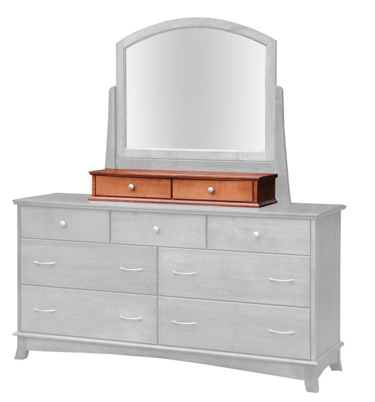 Amish Crescent 2 Drawer Jewelry Box with Mirror Harp’s