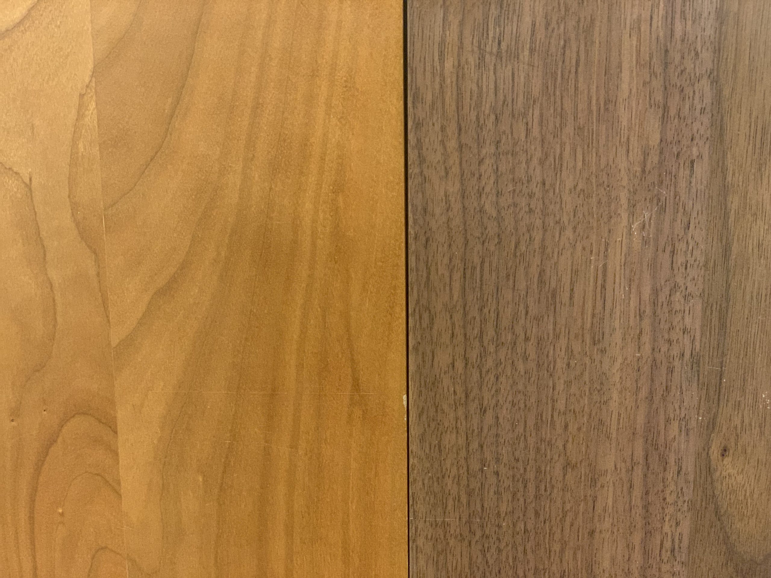 Cherry wood on the left and walnut on the right