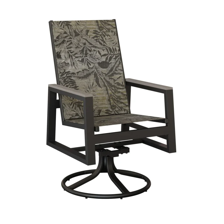 Vida High Back Aluminum+Sling Swivel Rocker Dining Chair by Berlin Gardens