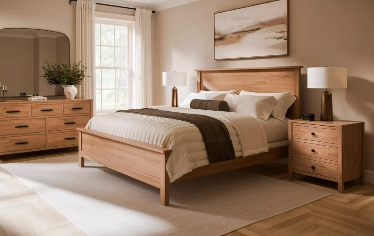 Amish Amanda Solid Hardwood Bedroom Flat Panel Bed