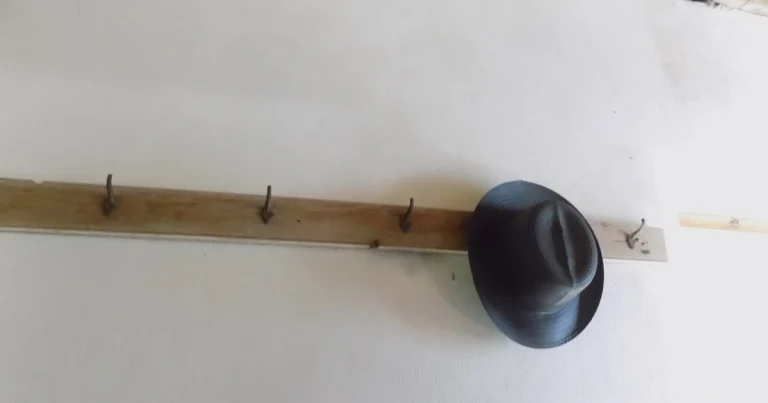 Hand-forged hooks on an original wooden hat rack at Alleghany Mennonite Meetinghouse, part of the history of Amish furniture