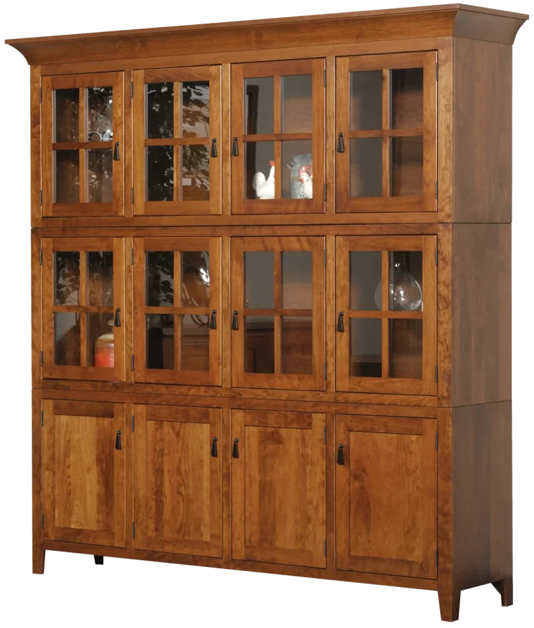 Amish Sadler Mission 4 Door Hutch – Base, Middle & Top