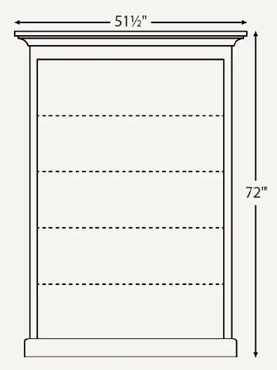Amish Traditional 48″ Open Bookcase (Drawing)