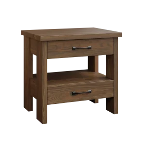 Amish Cheyenne Solid Hardwood Bedroom 2-Drawer Nightstand with Open Shelf