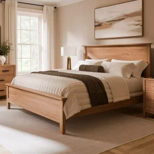 Amish Amanda Solid Hardwood Bedroom Flat Panel Bed