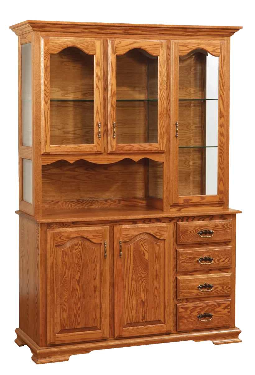 Amish Heritage Hutch, Top Only - No, , , , , Oak, OCS104 Seely, Bronze Pulls, 1018 AB Amish Heritage Hutch, Top Only - 016-EB0