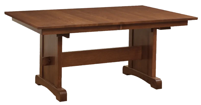Amish Sara Ann Trestle Table - Solid Top - No, , 42" x 66" Solid Top Table, , , , , QSWO, OCS113 Michael's Cherry Amish Sara Ann Trestle Table - Solid Top - 016-PX693