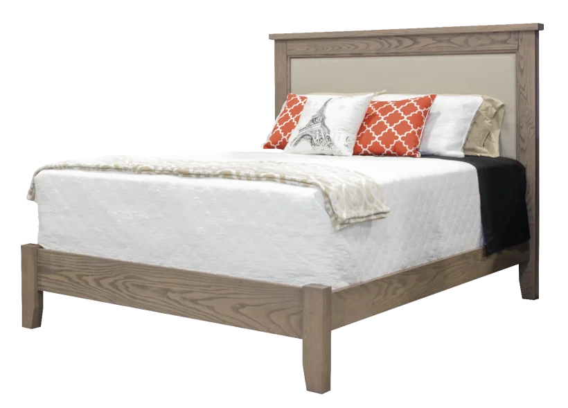 Amish Kensington Fabric Panel Bed - Oak, FC-11434 Driftwood, Queen, Fabric, 16-141-Fusion, None Amish Kensington Fabric Panel Bed - 017-ZTC0336