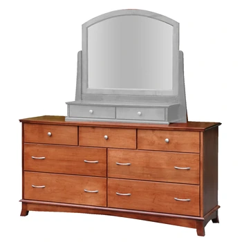 Amish Crescent 66" Dresser Only - Cherry, OCS108 S-14, Silver Knobs, HOK-22129, Silver Pulls, HOK-22173 Amish Crescent 66" Dresser Only - 017-ZTC045