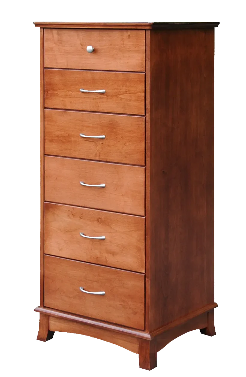 Amish Crescent Lingerie Chest - Cherry, OCS108 S-14, Silver Knobs, HOK-22129, Silver Pulls, HOK-22173 Amish Crescent Lingerie Chest - 017-ZTC073
