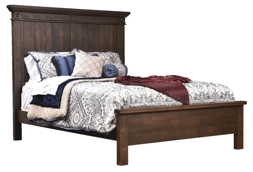 Amish Timbermill Bed - Rustic Cherry, FC3030 Kona, Queen Amish Timbermill Bed - 017-ZTC2334