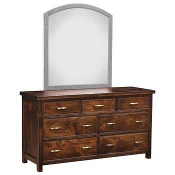 Amish Timbermill Double Dresser Only - Rustic Cherry, FC3030 Kona, Gold Pulls, K519-96-ABSB, Gold Pulls, K519-96-ABSB Amish Timbermill Double Dresser Only - 017-ZTC2345