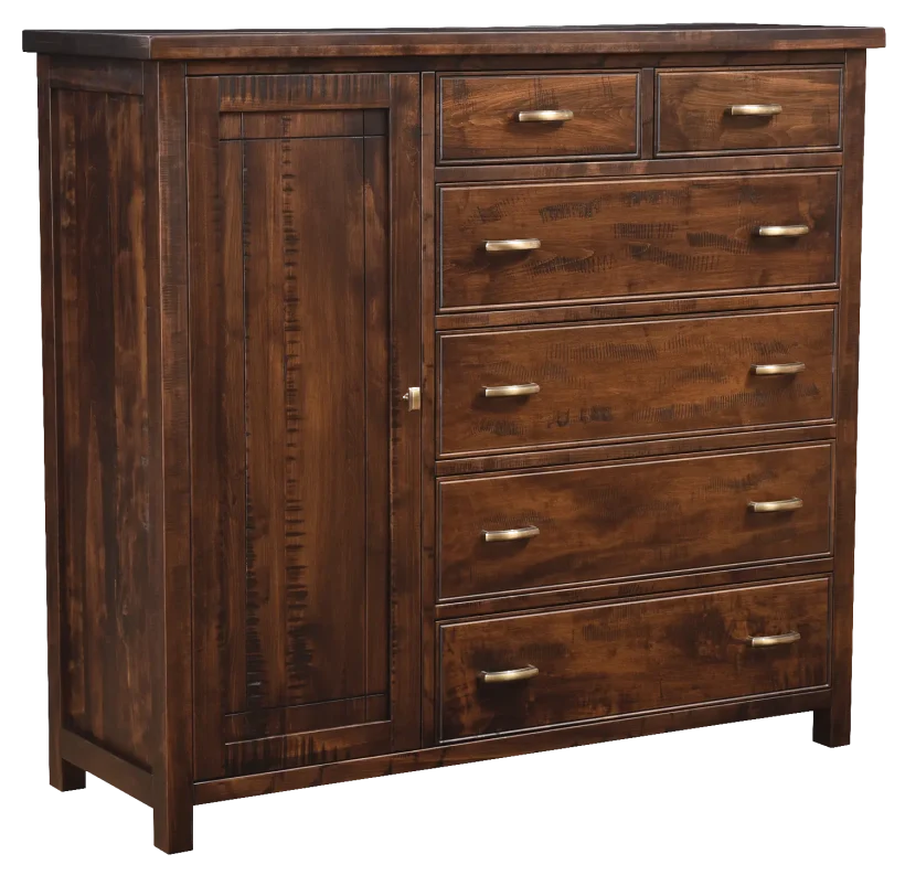 Amish Timbermill Gentleman's Chest - Rustic Cherry, FC3030 Kona, Gold Pulls, K519-96-ABSB, Gold Knobs, K519-ABSB Amish Timbermill Gentleman's Chest - 017-ZTC2368