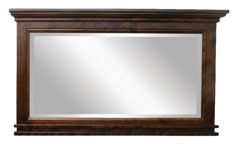 Amish Brooklyn Landscape Wall Mirror with Flared Edges - Rustic Cherry, OCS113 Michael's Cherry Amish Brooklyn Landscape Wall Mirror with Flared Edges - 017-ZTC5706