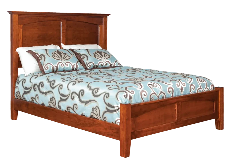 Amish Shaker Panel Bed - Cherry, OCS113 Michael's Cherry, Queen Amish Shaker Panel Bed - 017-ZTC736