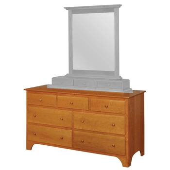 Amish Shaker Double Dresser Only - Rustic Cherry, OCS113 Michael's Cherry, Wood Knobs, Shaker Wood Knobs, Wood Knobs, Shaker Wood Knobs Amish Shaker Double Dresser Only - 017-ZTC745