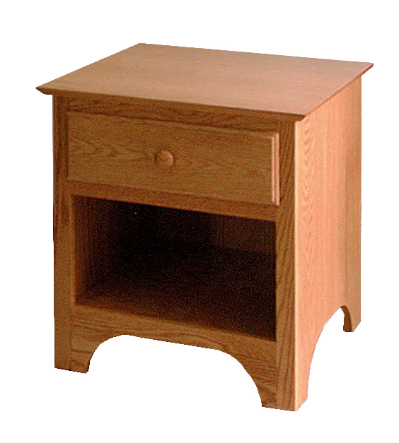 Amish Shaker Nightstand with 1 Drawer - Rustic Cherry, OCS113 Michael's Cherry, Wood Knobs, Shaker Wood Knobs Amish Shaker Nightstand with 1 Drawer - 017-ZTC757