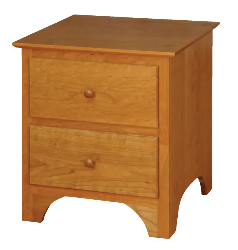 Amish Shaker Nightstand with 2 Drawer or 1 Drawer, 1 Door - Rustic Cherry, OCS113 Michael's Cherry, 2 Drawer, Wood Knobs, Shaker Wood Knobs, , Amish Shaker Nightstand with 2 Drawer or 1 Drawer, 1 Door - 017-ZTC758