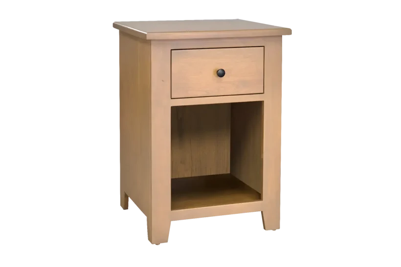 Amish Charland Nightstand with 1 Drawer, open - 017-ZTC9450