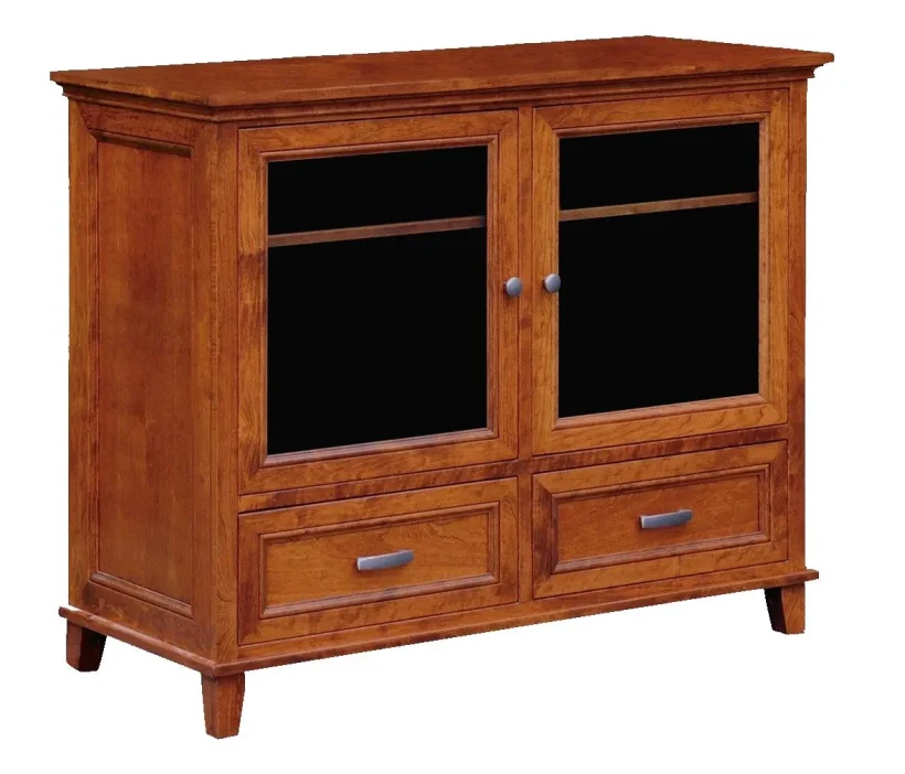 Amish Brooklyn 48" TV Stand - Rustic Cherry, OCS113 Michael's Cherry, Bronze Pulls, 4424-ORB, Bronze Knobs, 4425-ORB Amish Brooklyn 48" TV Stand - 017-ZTC998
