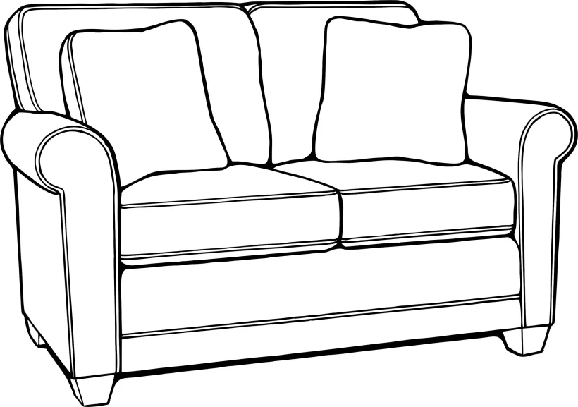 Style 366 Loveseat - Fabric, , Tan Solids, , 504504GR10, Orange Patterns, 452708GR29, Shagbark, No Nailhead Style 366 Loveseat - 034-366-20