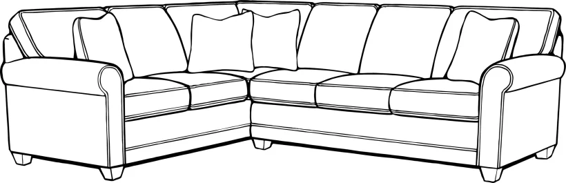 Style 366 Sectional - Fabric, , Tan Solids, , 504504GR10, Orange Patterns, 452708GR29, Shagbark, No Nailhead Style 366 Sectional - 034-366-21-15