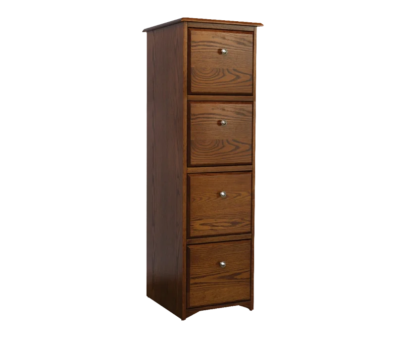 Amish Economy Four-Drawer File Cabinet - No, , , , , Oak, OCS228 Rich Tobacco, Silver Knobs, D523-SN Amish Economy Four-Drawer File Cabinet - 046-BCZ-7