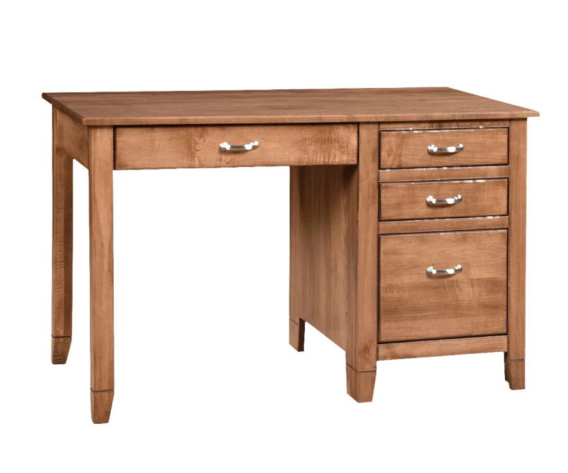 Amish Jacobsville Single Pedestal Desk - No, , , , , Brown Maple, OCS104 Seely, Silver Pulls, P2280-SN, Silver Pulls, P2280-SN Amish Jacobsville Single Pedestal Desk - 046-GOA