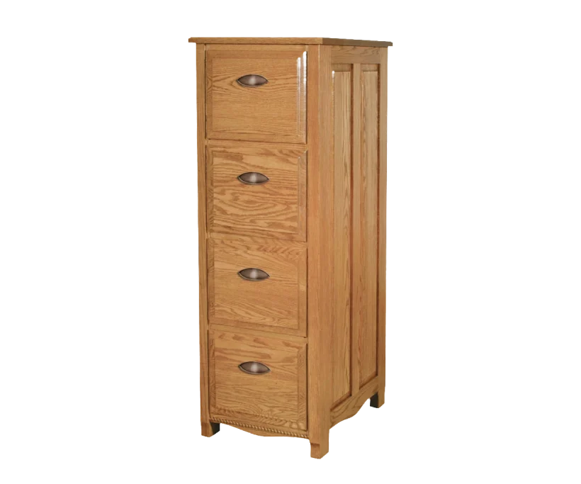 Amish Laurel Four-Drawer File Cabinet - No, , , , , Oak, OCS104 Seely, Black Pulls, 046-8237-BNBDL Amish Laurel Four-Drawer File Cabinet - 046-ICZ-7