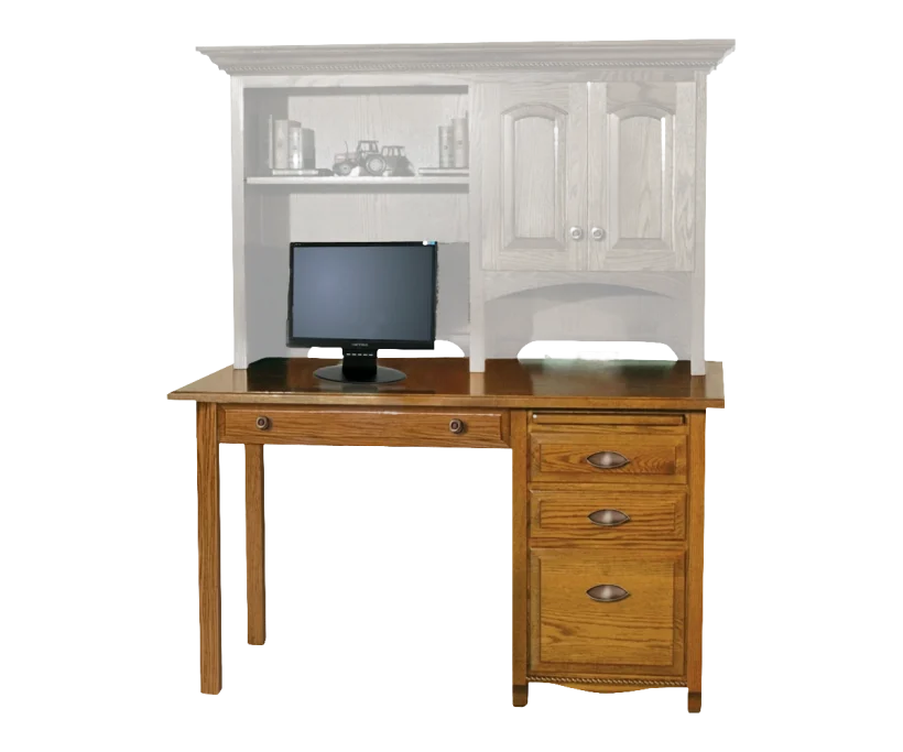 Amish Laurel Single Ped Desk - No, , , , , Oak, OCS104 Seely, Black Knobs, 046-Z117-BNBDL, Black Pulls, 046-8237-BNBDL Amish Laurel Single Ped Desk - 046-IOA-6385