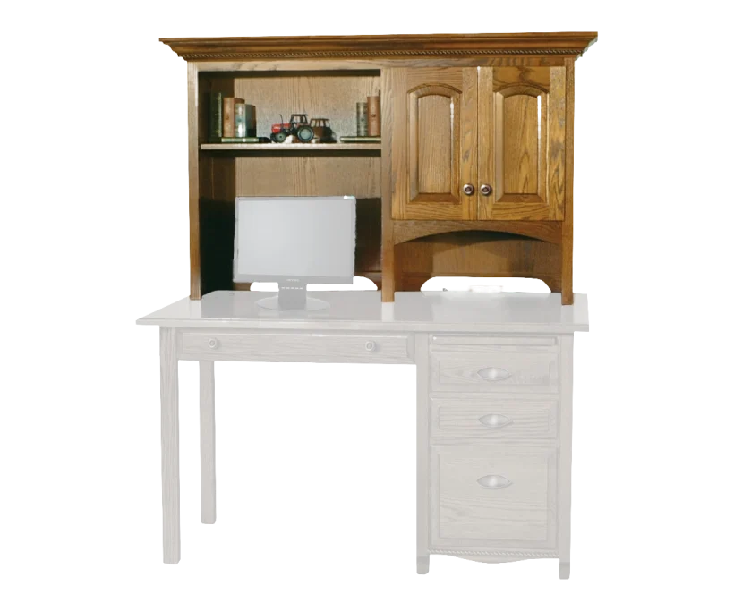 Amish Laurel Hutch for 52" Desk - No, , , , , Oak, OCS104 Seely, Black Knobs, 046-Z117-BNBDL Amish Laurel Hutch for 52" Desk - 046-IOAE