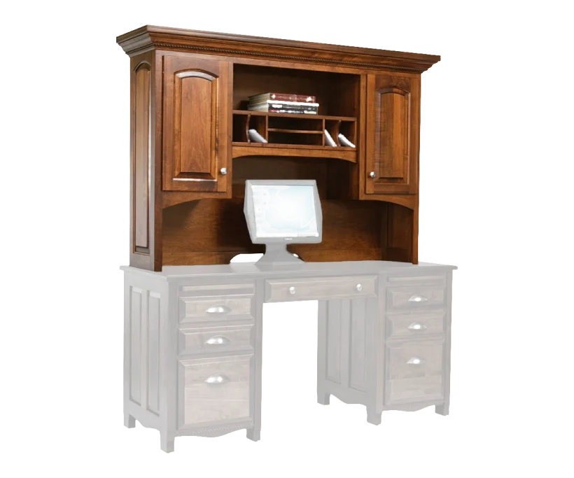 Amish Laurel Hutch for 62" Desk - No, , , , , Brown Maple, OCS117 Asbury, Black Knobs, 046-Z117-BNBDL Amish Laurel Hutch for 62" Desk - 046-IZAE-638-X