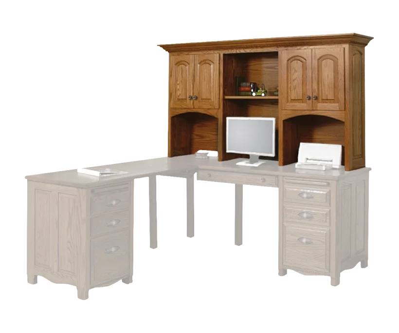 Amish Laurel Hutch with Middle Shelf for 72" Desk - No, , , , , Oak, OCS104 Seely, Black Knobs, 046-Z117-BNBDL Amish Laurel Hutch with Middle Shelf for 72" Desk - 046-IZAE-833