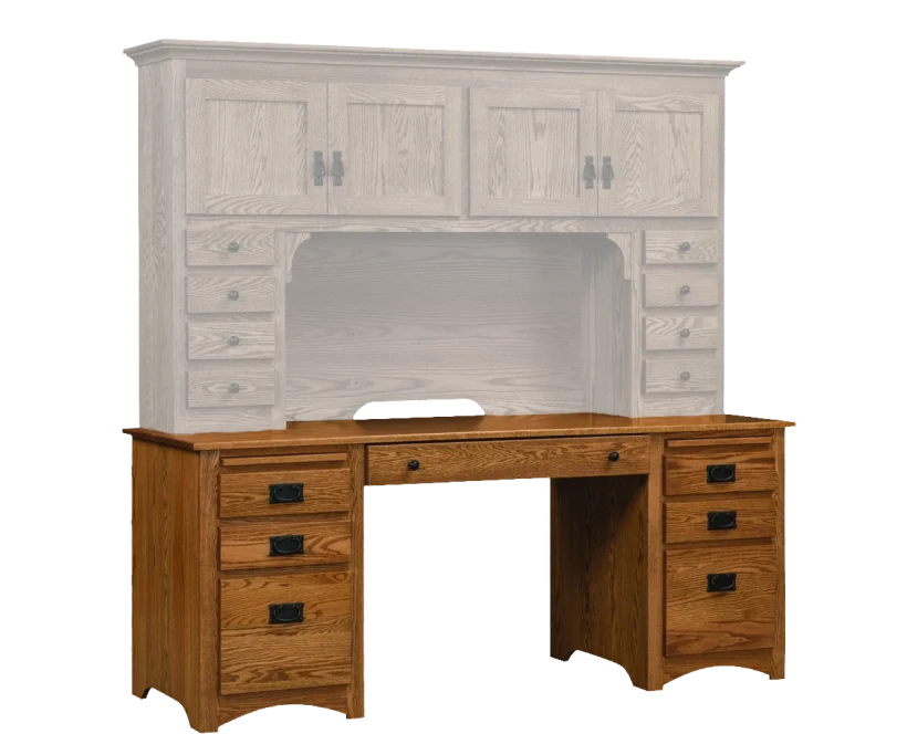 Amish Mission Double Ped Desk - No, , , , , Oak, OCS102 Fruitwood, Black Knobs, D523-BL, Black Pulls, D529-A Amish Mission Double Ped Desk - 046-JAMA-5805
