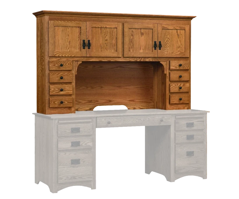 Amish Mission Hutch for 72" Desk - No, , , , , Oak, OCS102 Fruitwood, Black Pulls, D527A, Black Knobs, D523-BL Amish Mission Hutch for 72" Desk - 046-JZAE-831