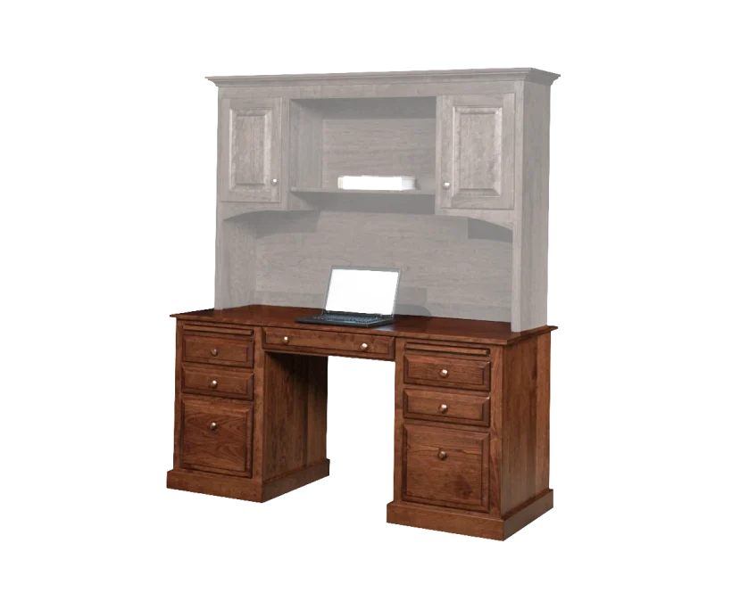 Amish Traditional Double Ped Desk - No, , , , , Cherry, OCS111 Boston, Wood Knobs, 046-Wooden Knobs, Wood Knobs, 046-Wooden Knobs Amish Traditional Double Ped Desk - 046-QAMA-5695