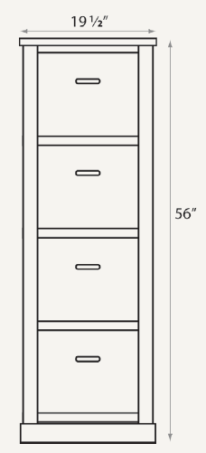 Amish Traditional Four-Drawer File Cabinet - No, , , , , Oak, OCS104 Seely, Wood Pulls, 046-Wooden Pulls Amish Traditional Four-Drawer File Cabinet - 046-QCZ-7