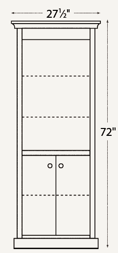 Amish Traditional 24" Bookcase (Drawing) - No, , , , , Oak, OCS104 Seely, Wood Knobs, 046-Wooden Knobs Amish Traditional 24" Bookcase (Drawing) - 046-QYZ-57