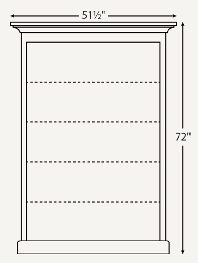 Amish Traditional 48" Open Bookcase (Drawing) - No, , , , , Oak, OCS104 Seely Amish Traditional 48" Open Bookcase (Drawing) - 046-QYZ-71-L
