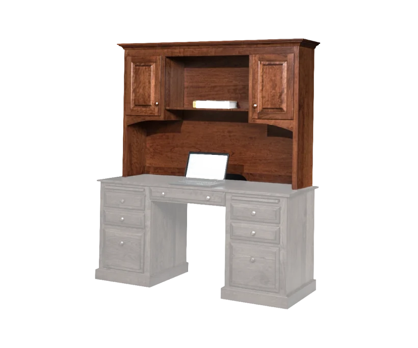 Amish Traditional Hutch for 62" Desk (Drawing) - No, , , , , Cherry, OCS111 Boston, Wood Knobs, 046-Wooden Knobs Amish Traditional Hutch for 62" Desk (Drawing) - 046-QZAE-633-X