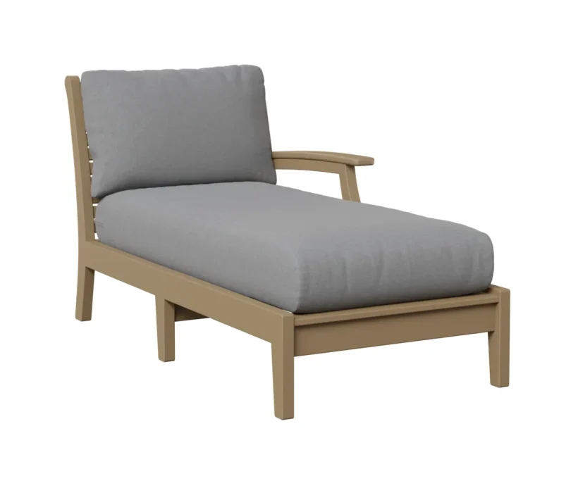 Classic Terrace Chaise Lounge with Left Arm by Berlin Gardens - Weatherwood, Canvas Granite Classic Terrace Chaise Lounge with Left Arm by Berlin Gardens - 191-CTLCL3163