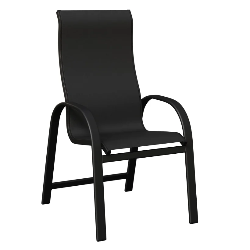 Murphy High Back Aluminum+Sling Dining Chair by Berlin Gardens - Black, Augustine Ebony Murphy High Back Aluminum+Sling Dining Chair by Berlin Gardens - 191-MDHS