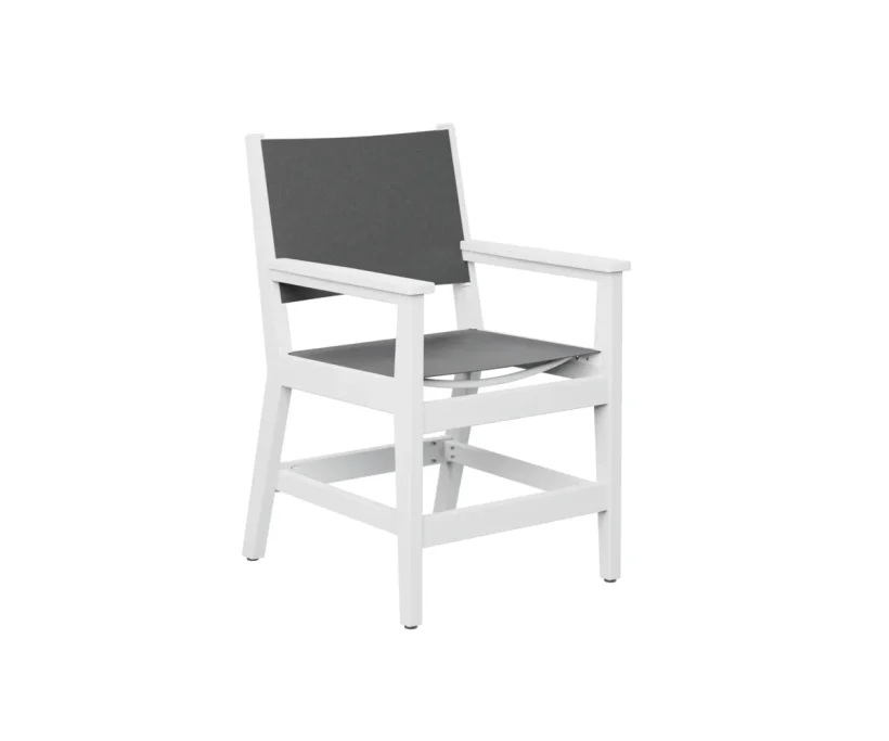 Mayhew Sling Dining Arm Chair by Berlin Gardens - White, Augustine Pewter Mayhew Sling Dining Arm Chair by Berlin Gardens - 191-MHSDAC2236