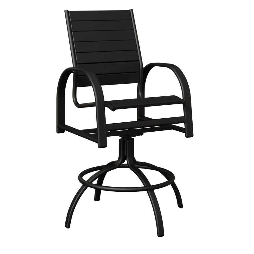 Murphy Aluminum+Poly Swivel Bar Chair by Berlin Gardens - Black, Black Murphy Aluminum+Poly Swivel Bar Chair by Berlin Gardens - 191-MSBP