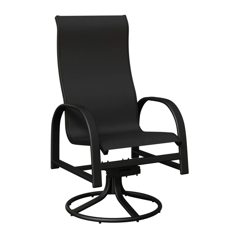 Murphy High Back Aluminum+Sling Swivel Rocker Dining Chair by Berlin Gardens - Black, Augustine Ebony Murphy High Back Aluminum+Sling Swivel Rocker Dining Chair by Berlin Gardens - 191-MSRDHS