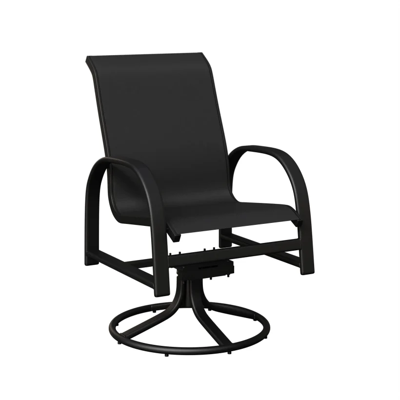 Murphy Aluminum+Sling Swivel Rocker Dining Chair by Berlin Gardens - Black, Augustine Ebony Murphy Aluminum+Sling Swivel Rocker Dining Chair by Berlin Gardens - 191-MSRDS
