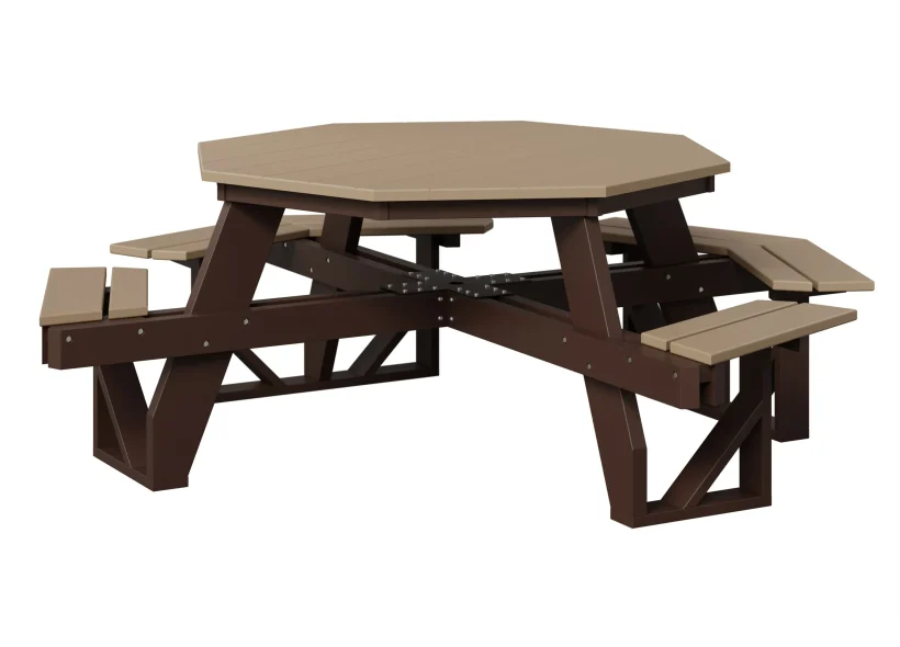ADA Octagon Picnic Table by Berlin Gardens - Weatherwood, Chocolate Brown ADA Octagon Picnic Table by Berlin Gardens - 191-OADA5184