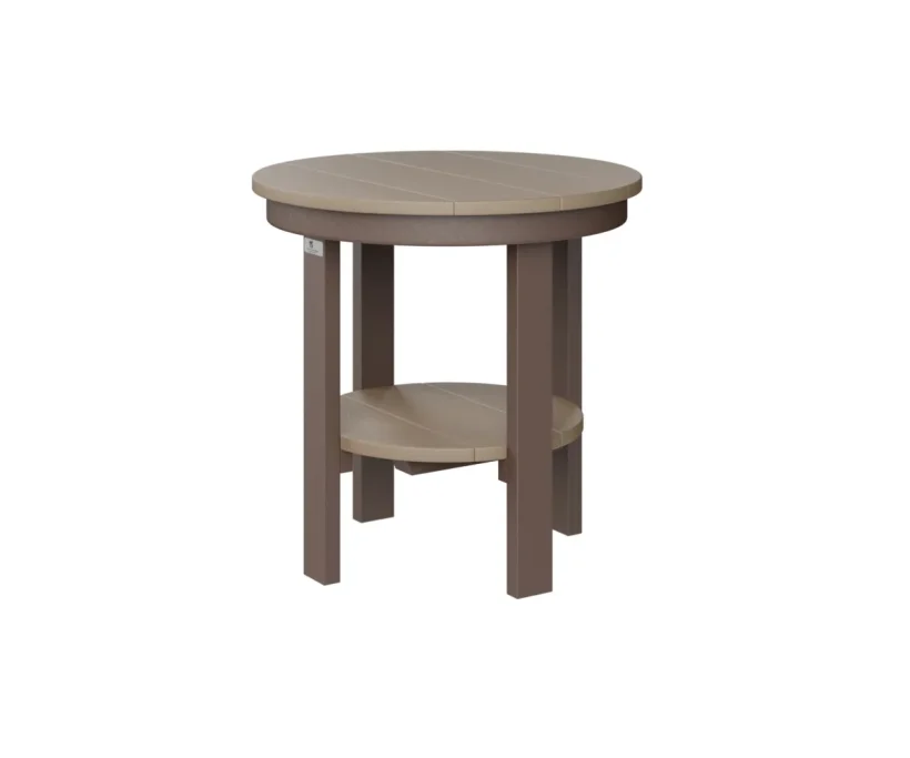 Round End Table Dining Height by Berlin Gardens - Weatherwood, Chocolate Brown Round End Table Dining Height by Berlin Gardens - 191-PRET2122